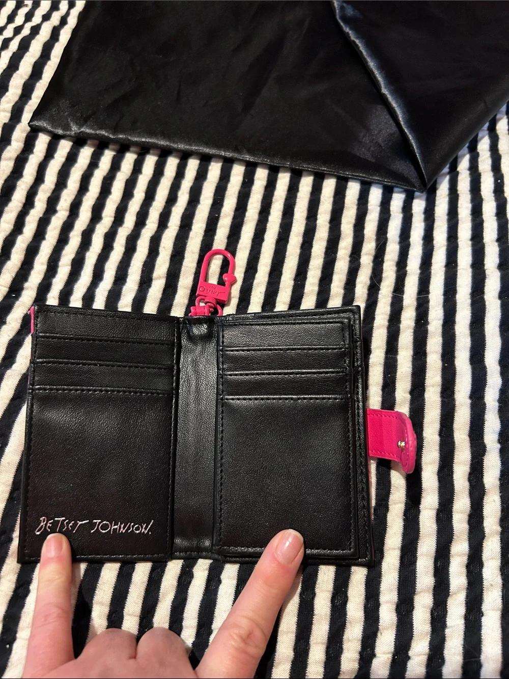Betsey Johnson Hot Pink Quilted Heart Wallet with Key Clip